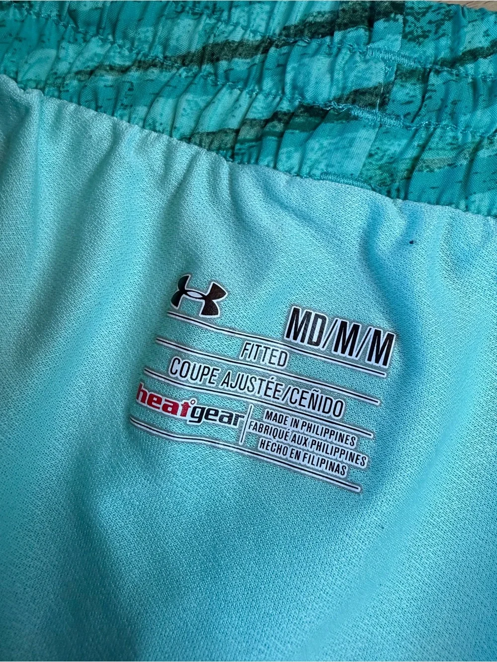 Women's Teal Striped Active Shorts with Neon Trim